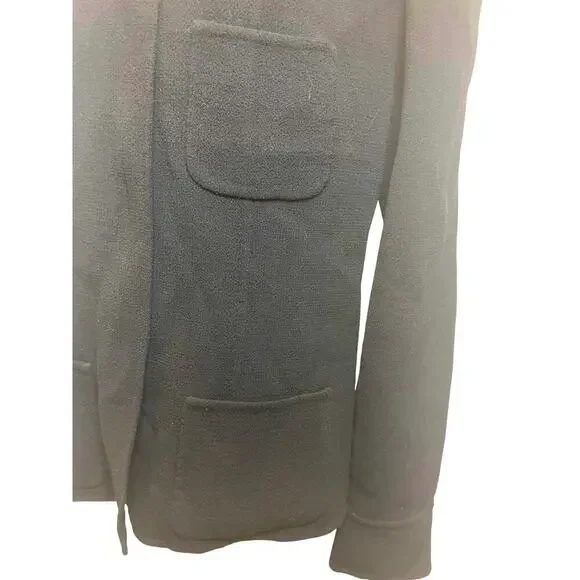 90’s OSCAR DE LA RENTA BLAZER SILK WOOL ZIP UP BLACK SZ 12 TAILORED GOTHCORE